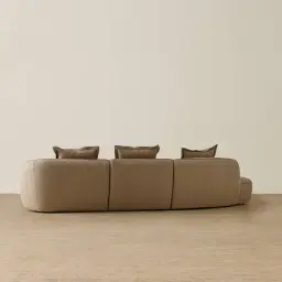 Spencer Coffee Brown Nubuck Leather 3 Pieces Modular Sofa with Right Arm and Left Terminal