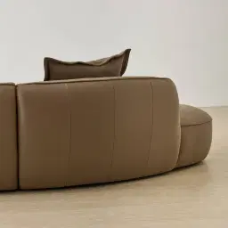 Spencer Coffee Brown Nubuck Leather 3 Pieces Modular Sofa with Right Arm and Left Terminal