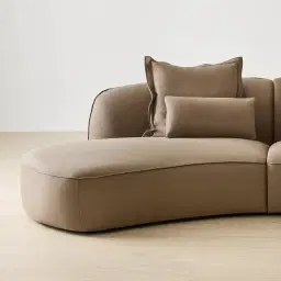 Spencer Coffee Brown Nubuck Leather 3 Pieces Modular Sofa with Right Arm and Left Terminal