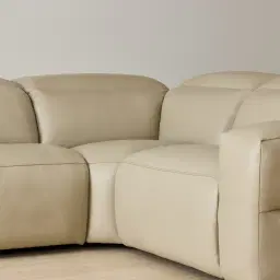 Mathias Oyster Grey Leather 5 Pieces Modular Corner Dual Electric Recliner