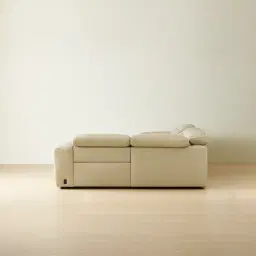 Mathias Oyster Grey Leather 5 Pieces Modular Corner Dual Electric Recliner