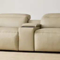 Mathias Oyster Grey Leather 5 Pieces Modular Corner Dual Electric Recliner