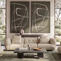 Marvie Champagne Beige Semi Aniline Leather 3 Pieces Modular Sofa