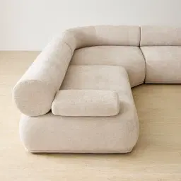 Pebbla Tuscan Sand Fabric Modular Corner Sofa with Left Arm Wide and Right Terminal