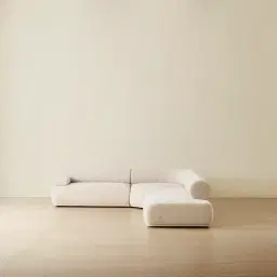 Pebbla Tuscan Sand Fabric Modular Corner Sofa with Left Arm Wide and Right Terminal