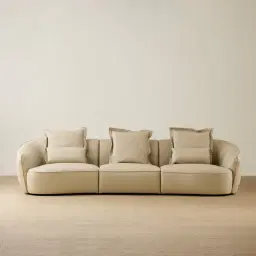 Spencer Almond Cream Leather 3 Pieces Modular Sofa