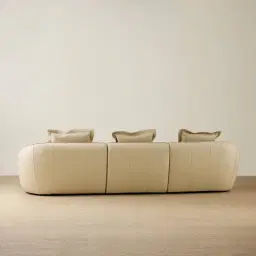 Spencer Almond Cream Leather 3 Pieces Modular Sofa