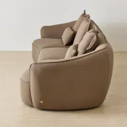 Spencer Coffee Brown Nubuck Leather 3 Pieces Modular Sofa