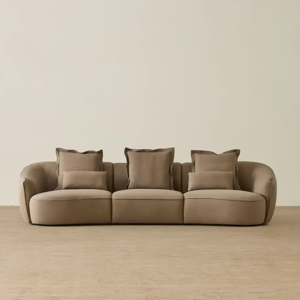 Spencer Coffee Brown Leather 3 Pieces Modular Sofa