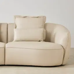 Spencer Almond Cream Leather 2 Pieces Modular Sofa