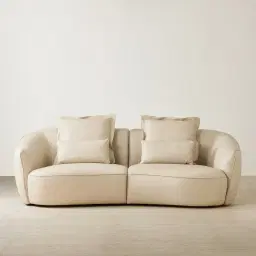 Spencer Almond Cream Leather 2 Pieces Modular Sofa