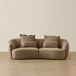 Spencer Coffee Brown Nubuck Leather 2 Pieces Modular Sofa