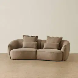 Spencer Coffee Brown Nubuck Leather 2 Pieces Modular Sofa