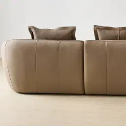 Spencer Coffee Brown Nubuck Leather 2 Pieces Modular Sofa