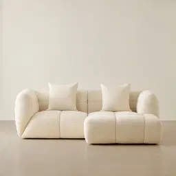 Amity Stone Cream Woven Fabric 2 Pieces Modular Sofa with Left Arm and Right Chaise