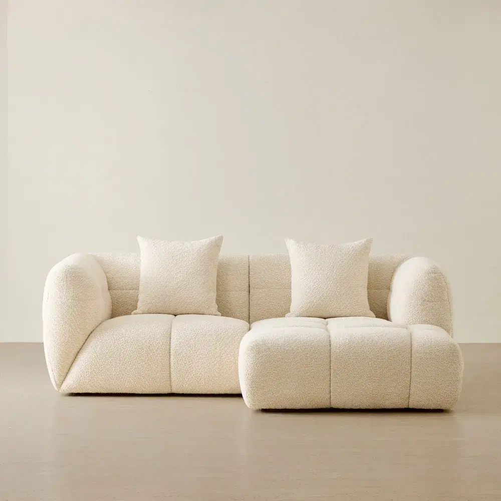 Amity Stone Cream Woven Fabric 2 Pieces Modular Sofa with Left Arm and Right Chaise