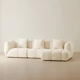 Amity Stone Cream Woven Fabric 3 Pieces Modular Sofa with Left Arm and Right Chaise