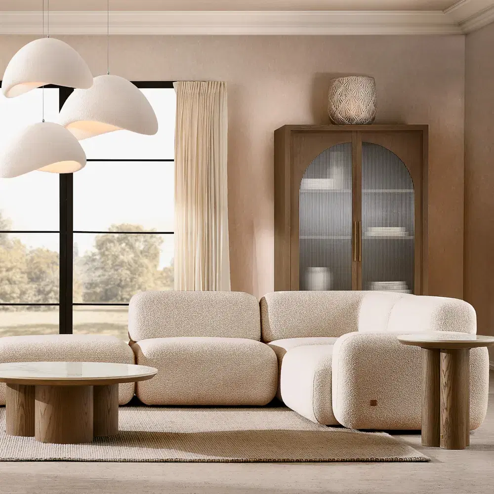 Capri Stone White Modular Corner Sofa - Right Chaise