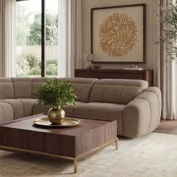 Aranda Coffee Brown Nubuck Leather 3 Piece Modular Dual Electric Recliner