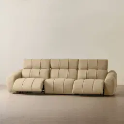 Aranda Camel Tan Nubuck Leather 3 Piece Modular Dual Electric Recliner