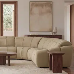 Aranda Camel Tan Nubuck Leather 3 Piece Modular Dual Electric Recliner