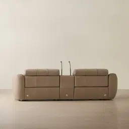 Aranda Coffee Brown Nubuck Leather 2 Piece Modular Dual Electric Recliner with Console