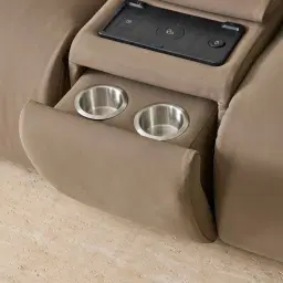 Aranda Coffee Brown Nubuck Leather 2 Piece Modular Dual Electric Recliner with Console