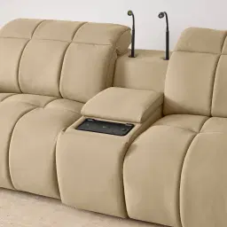 Aranda Camel Tan Nubuck Leather 2 Piece Modular Dual Electric Recliner with Console