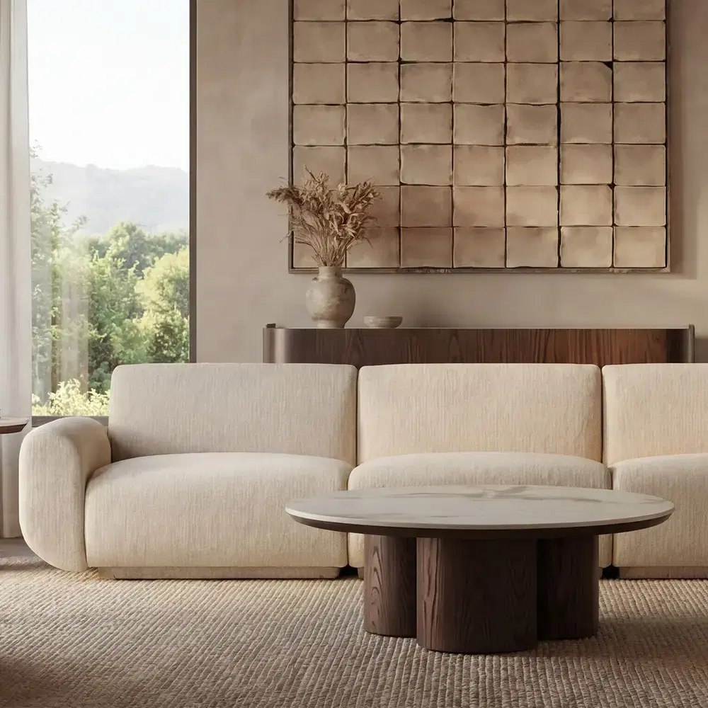 Vero Dusty Beige Fabric 3 Pieces Modular Sofa