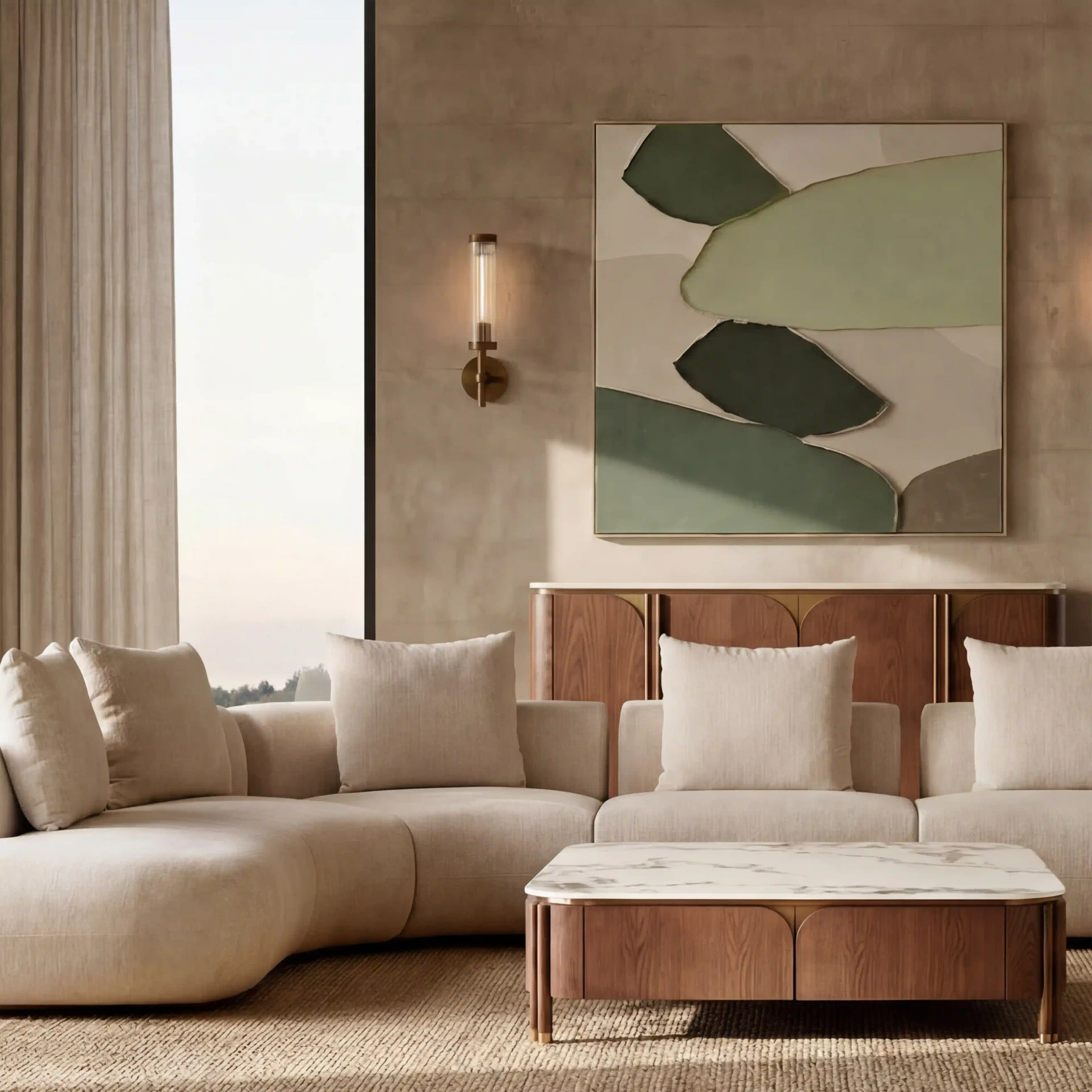 Soluna Powder White Chenille Fabric 3 Pieces Modular Sofa with Left and Right Terminal