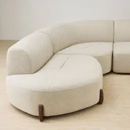 Calma Pearl Beige Fabric 4 Pieces Modular Corner Sofa with Left Cuddler and Right Cuddler