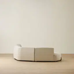 Calma Pearl Beige Fabric 4 Pieces Modular Corner Sofa with Left Cuddler and Right Cuddler