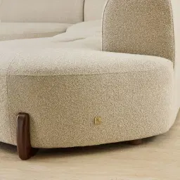 Calma Pearl Beige Fabric 4 Pieces Modular Corner Sofa with Left Cuddler and Right Cuddler