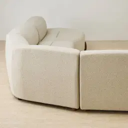 Calma Pearl Beige Fabric 4 Pieces Modular Corner Sofa with Left Cuddler and Right Cuddler