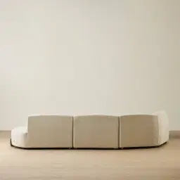 Calma Pearl Beige Fabric 4 Pieces Modular Corner Sofa with Left Cuddler and Right Cuddler