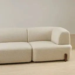 Calma Pearl Beige Fabric 3 Pieces Modular Sofa with Right Arm and Left Cuddler