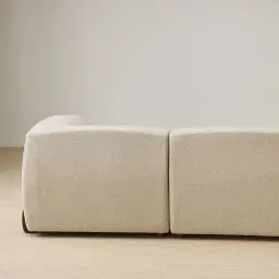 Calma Pearl Beige Fabric 3 Pieces Modular Sofa with Right Arm and Left Cuddler