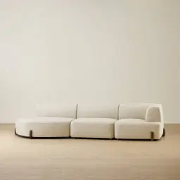 Calma Pearl Beige Fabric 3 Pieces Modular Sofa with Right Arm and Left Cuddler