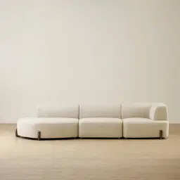 Calma Pearl Beige Fabric 3 Pieces Modular Sofa with Right Arm and Left Cuddler