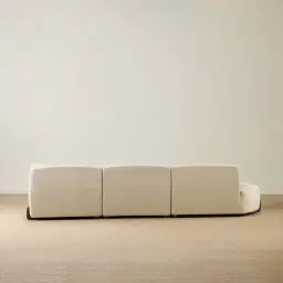 Calma Pearl Beige Fabric 3 Pieces Modular Sofa with Right Arm and Left Cuddler