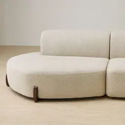 Calma Pearl Beige Fabric 3 Pieces Modular Sofa with Right Arm and Left Cuddler