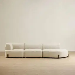 Calma Pearl Beige Fabric 3 Pieces Modular Sofa with Left Arm and Right Cuddler