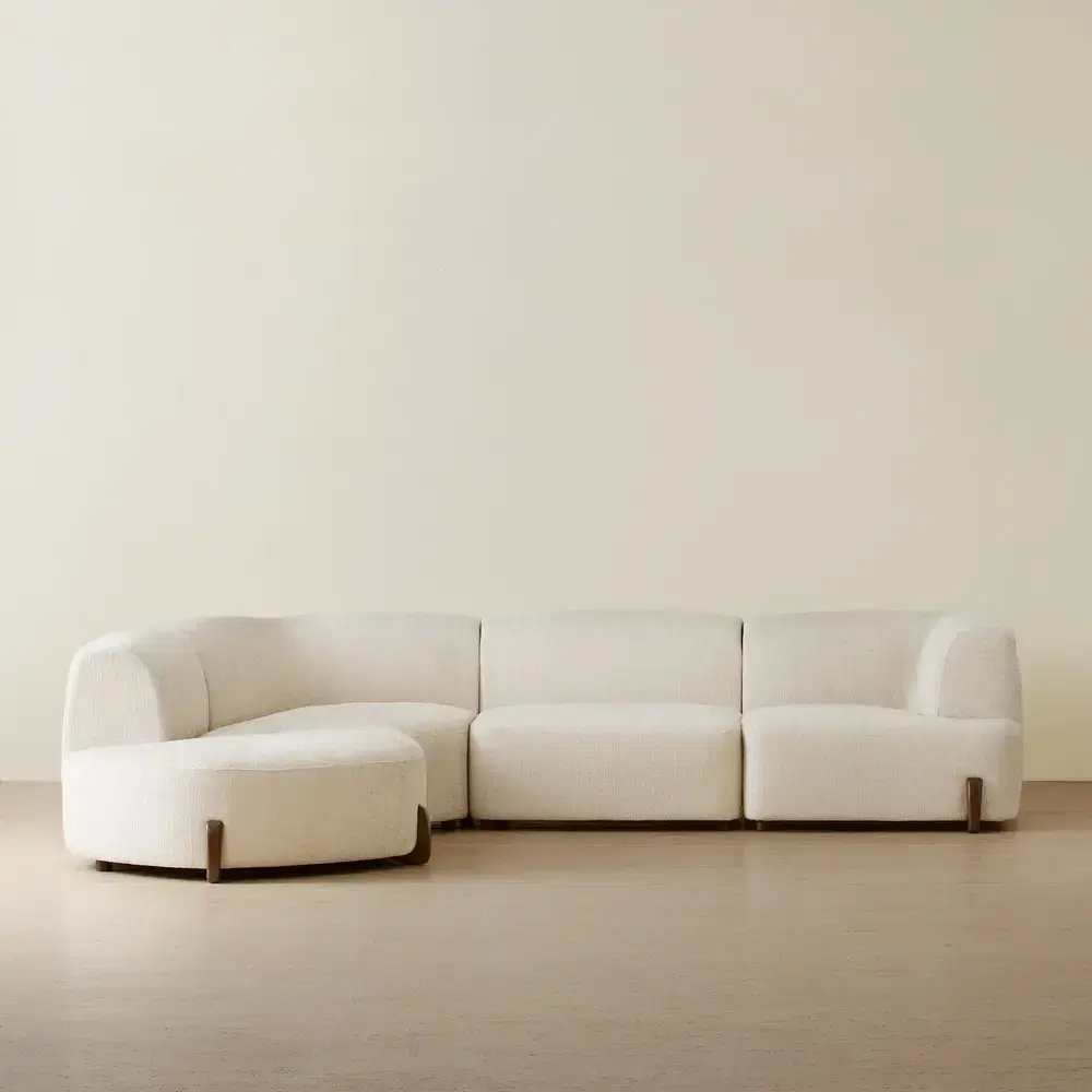 Calma Fusion Grey Fabric 4 Pieces Modular Corner Sofa with Right Arm and Left Cuddler