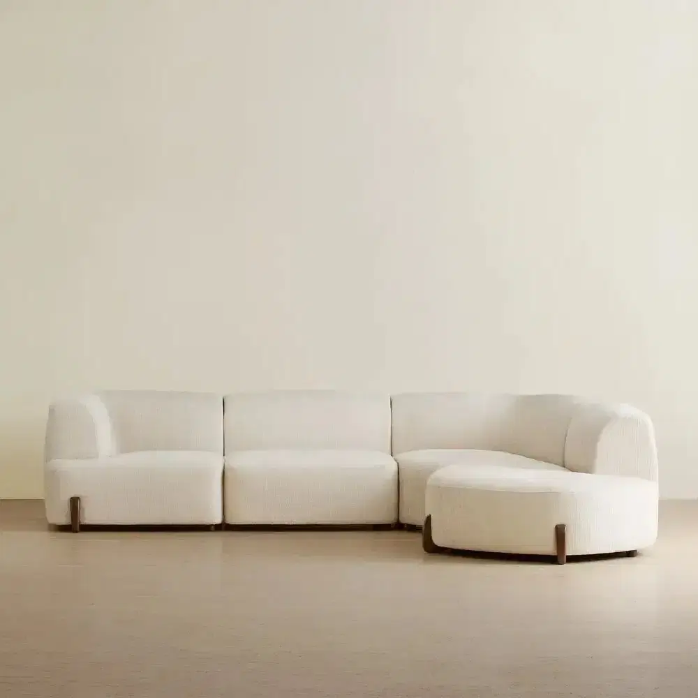 Calma Fusion Grey Fabric 4 Pieces Modular Corner Sofa with Left Arm and Right Cuddler