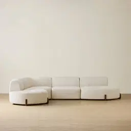 Calma Fusion Grey Fabric 4 Pieces Modular Corner Sofa with Left Cuddler and Right Cuddler