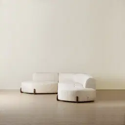 Calma Fusion Grey Fabric 4 Pieces Modular Corner Sofa with Left Cuddler and Right Cuddler