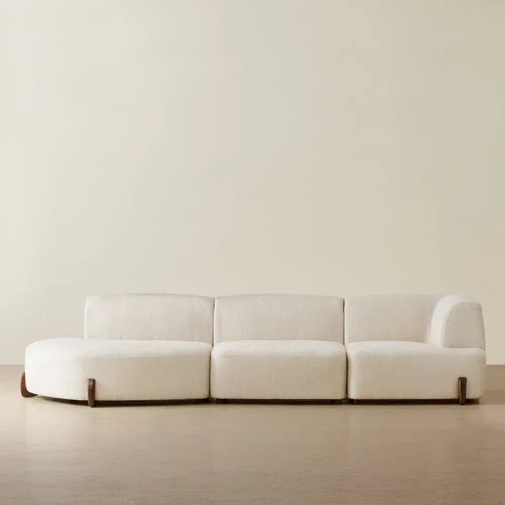 Calma Fusion Grey Fabric 3 Pieces Modular Sofa with Right Arm and Left Cuddler