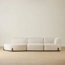 Calma Fusion Grey Fabric 3 Pieces Modular Sofa with Right Arm and Left Cuddler