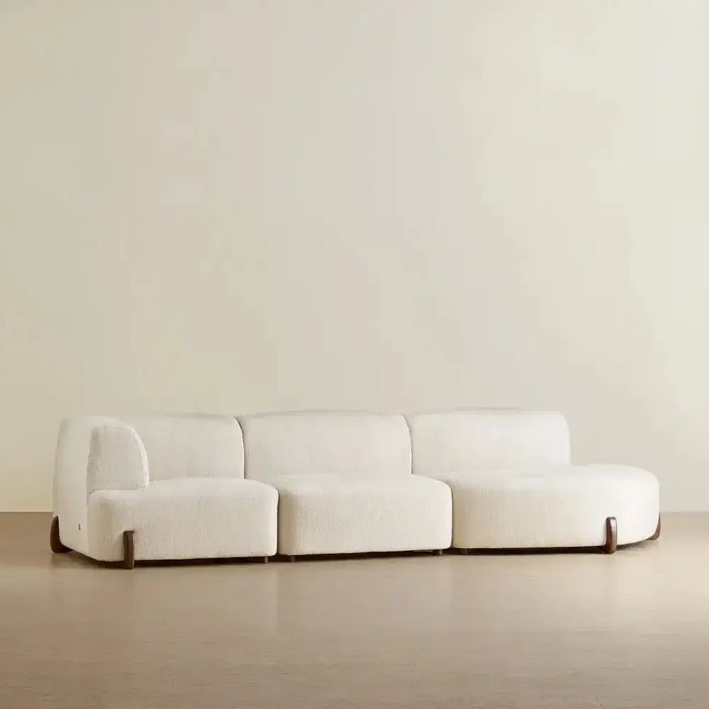 Calma Fusion Grey Fabric 3 Pieces Modular Sofa with Left Arm and Right Cuddler