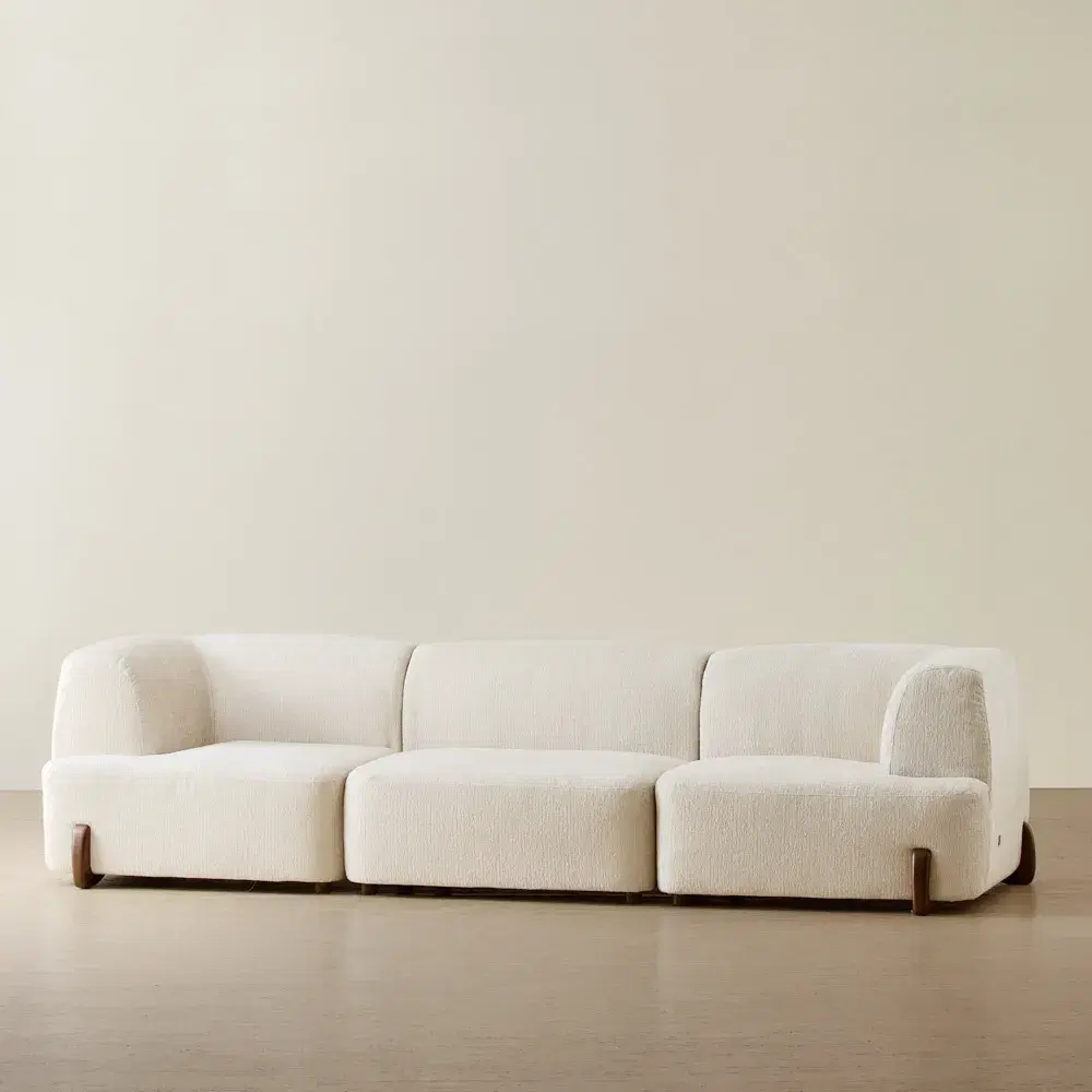 Calma Fusion Grey Fabric 3 Pieces Modular Sofa